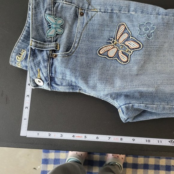 U.S. Polo Assn. Womens Butterfly Flower Embroidered Denim Blue Jean Capris 5/6 - Picture 5 of 14